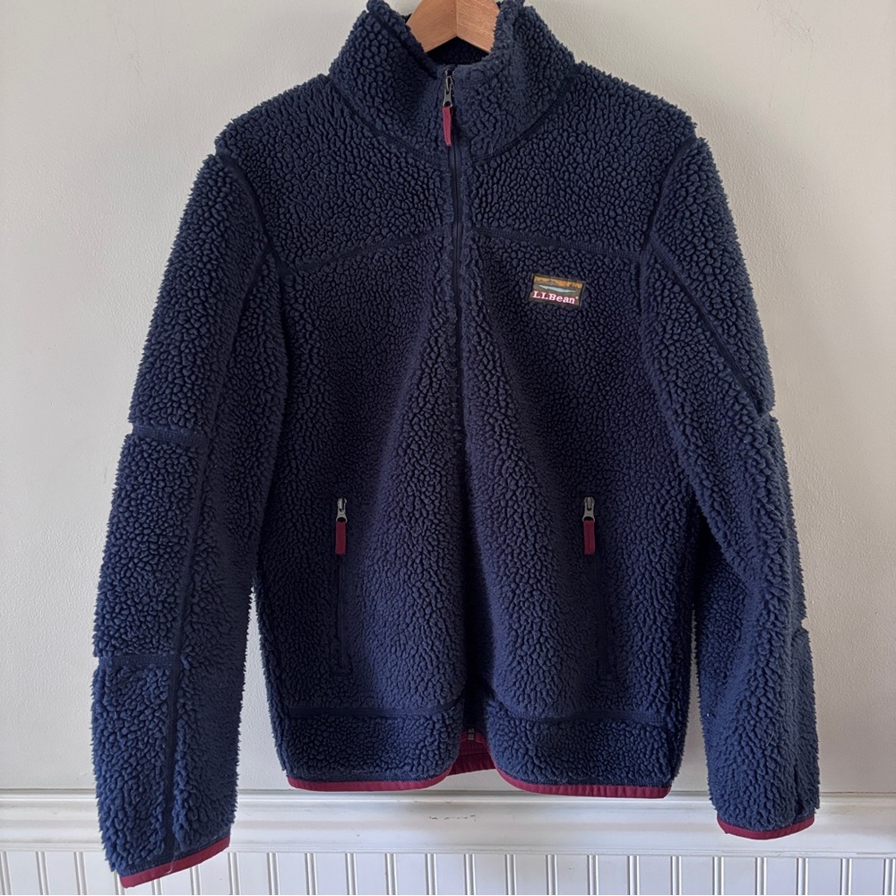 L.L. Bean Women’s Mountain Pile Dark Blue Fleece Jacket Size Small